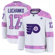 Youth Fanatics Philadelphia Flyers Jett Luchanko 2024 Hockey Fights Cancer Practice Jersey - White Premium