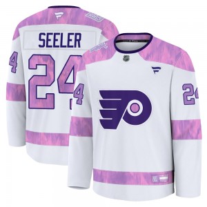 Youth Fanatics Philadelphia Flyers Nick Seeler 2024 Hockey Fights Cancer Practice Jersey - White Premium
