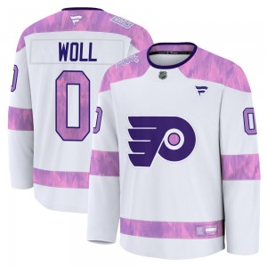 Youth Fanatics Philadelphia Flyers Joseph Woll 2024 Hockey Fights Cancer Practice Jersey - White Premium