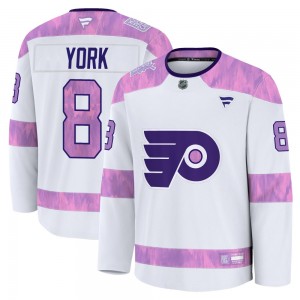 Youth Fanatics Philadelphia Flyers Cam York 2024 Hockey Fights Cancer Practice Jersey - White Premium