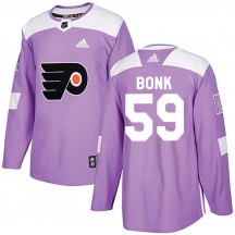 Adidas Philadelphia Flyers Oliver Bonk Fights Cancer Practice Jersey - Purple Authentic