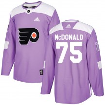 Adidas Philadelphia Flyers Hunter McDonald Fights Cancer Practice Jersey - Purple Authentic