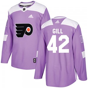 Youth Adidas Philadelphia Flyers Spencer Gill Fights Cancer Practice Jersey - Purple Authentic