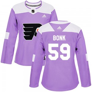 Women's Adidas Philadelphia Flyers Oliver Bonk Fights Cancer Practice Jersey - Purple Authentic
