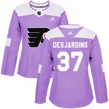 Women's Adidas Philadelphia Flyers Eric Desjardins Fights Cancer Practice Jersey - Purple Authentic